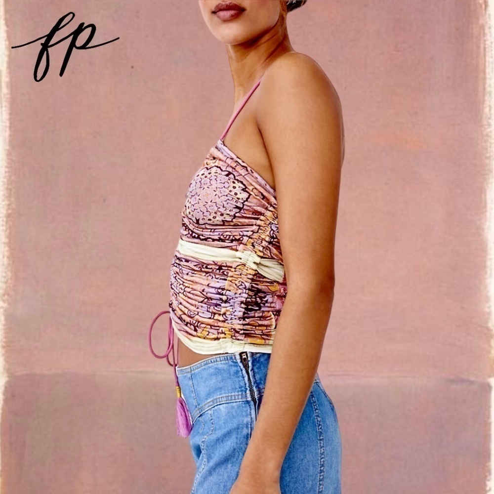 FREE PEOPLE Cocktail Queen Ruched-Front-Drawstring Tank Top NWT/LG - Picture 5 of 13